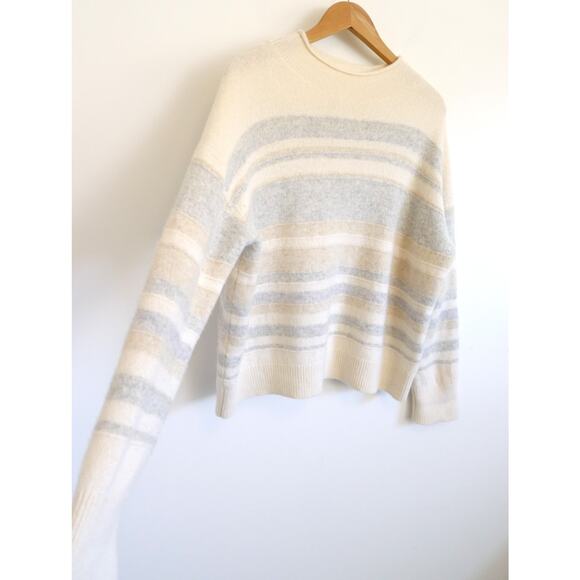 THE WHITE COMPANY LONDON Responsible Wool Funnel Neck Stripe Sweater L $185 - Picture 2 of 8